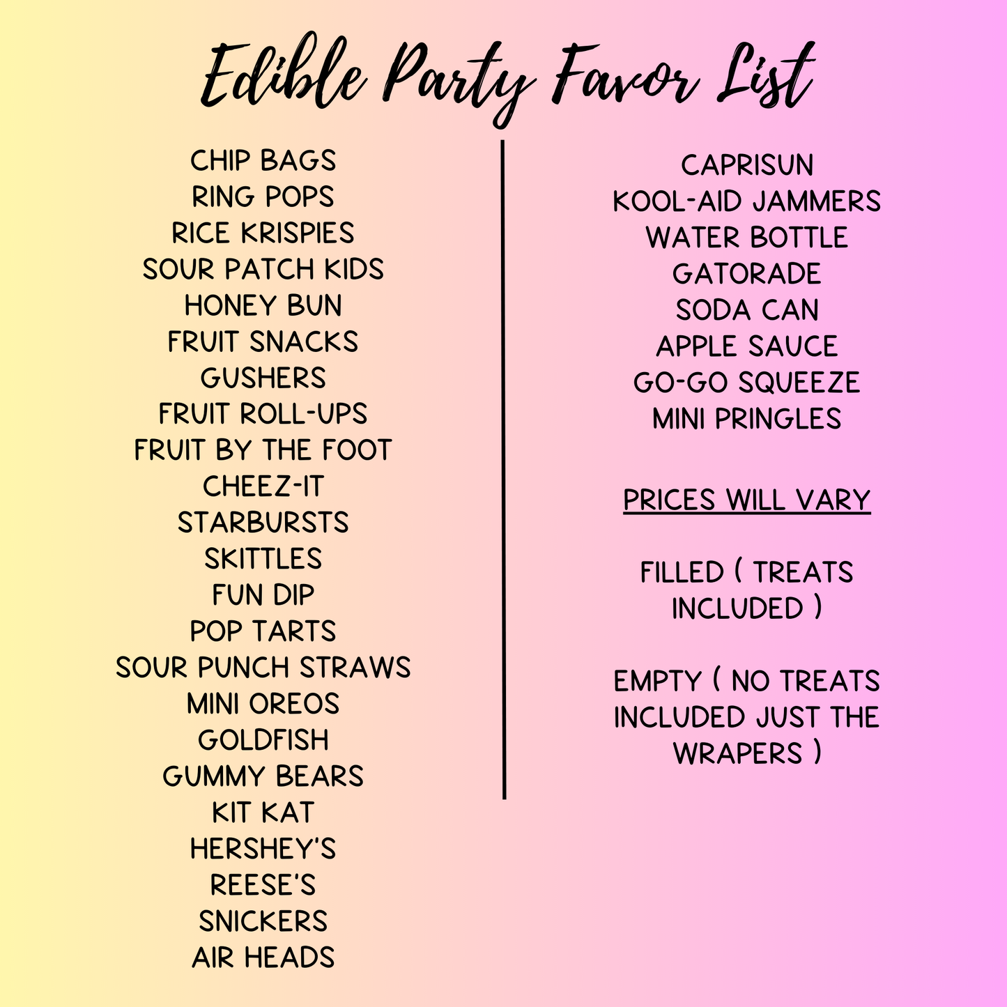 Edible Party Favors